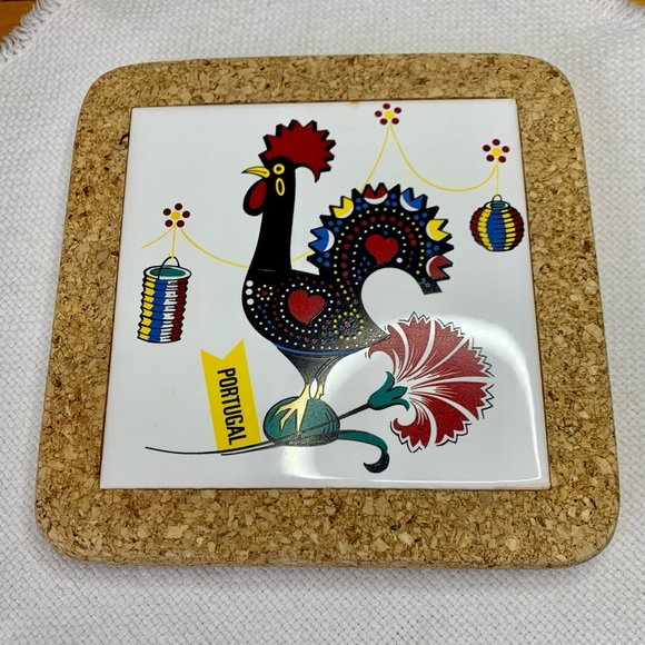 Rooster Cork & Tile Trivet from Portugal - Picture 7 of 7